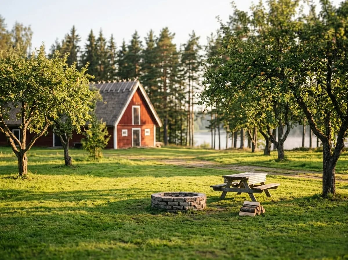 Private farm camping spot with a fire pit and picnic table in Estonia