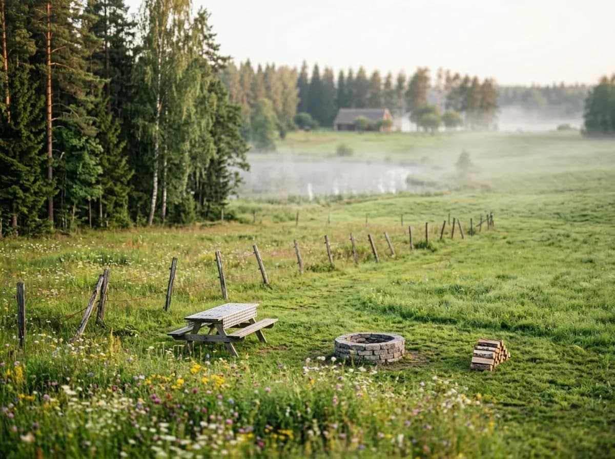 Scenic private land with a meadow and lake, ideal for hosting campers